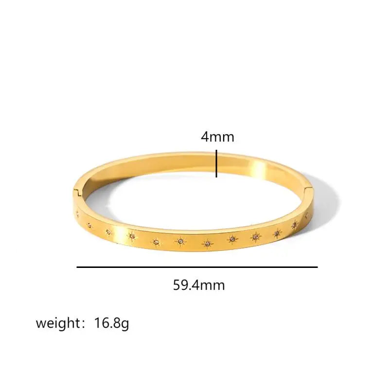 Larry - 18k Gold Plated Geometric Stainless Steel Bangle For Women