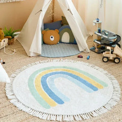 Round Tassel Carpet – Cute Cartoon Kids Rug