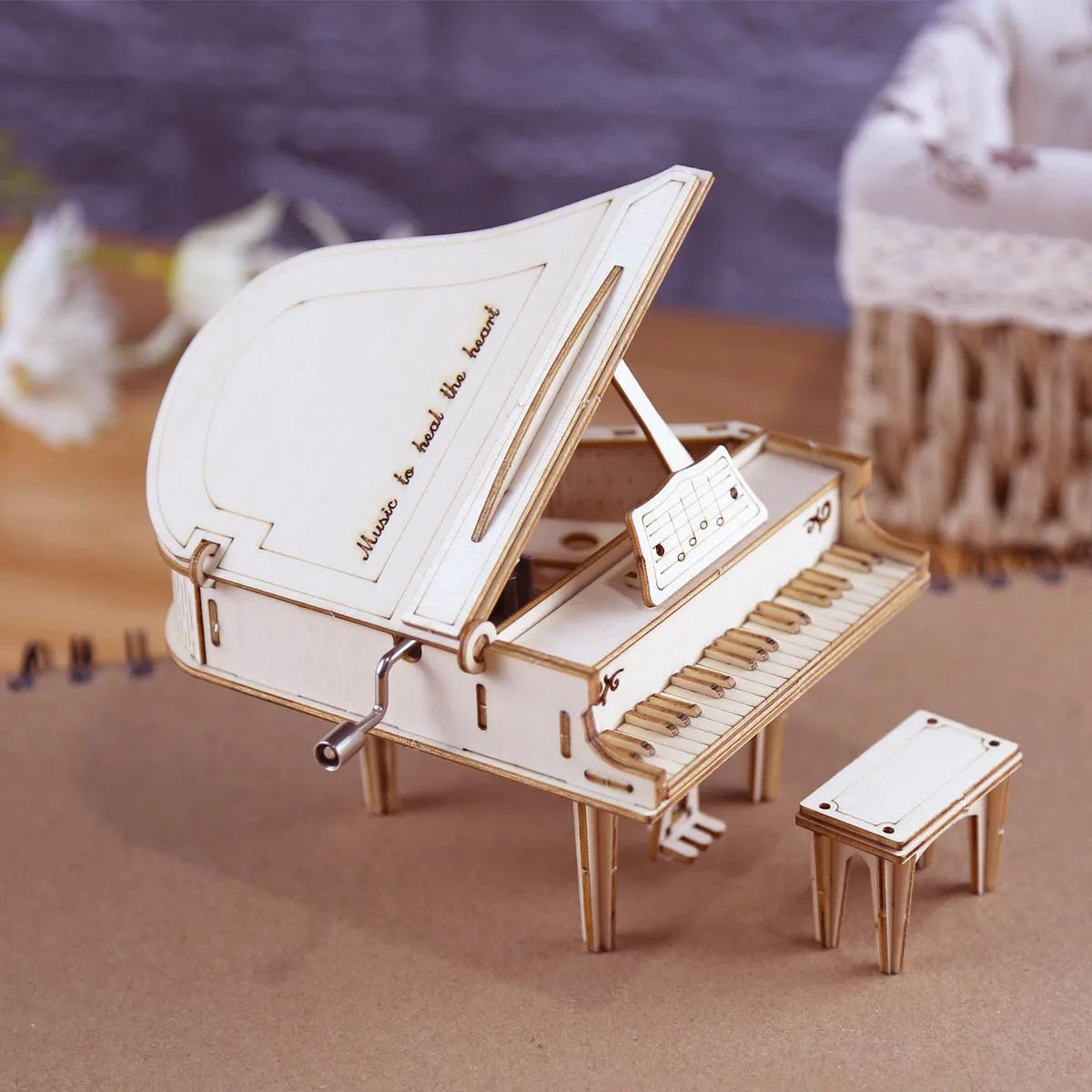 Harmonia - Wooden Hand-Crank Music Box Puzzle