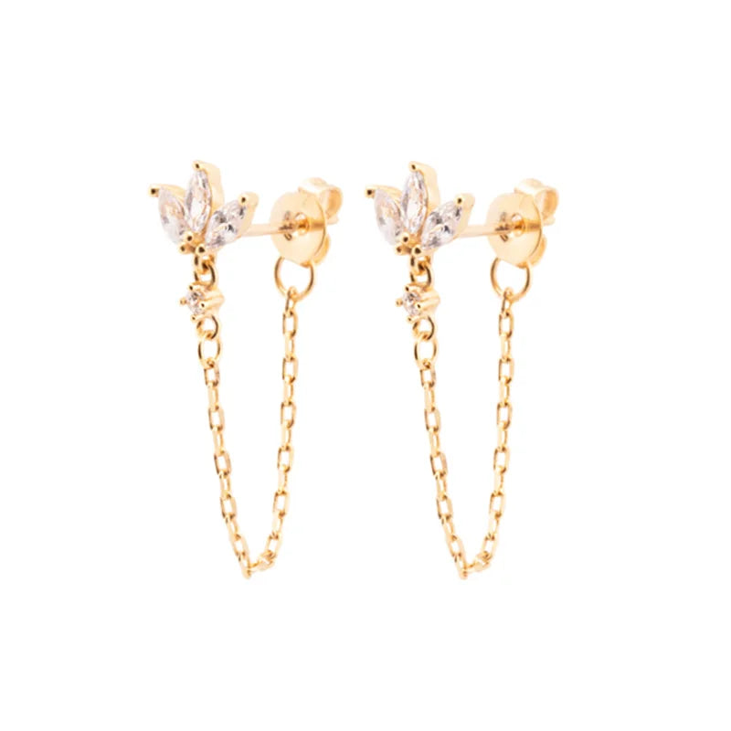 TIANDE - Zircon Tassel Chain Dangle Earrings