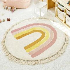 Round Tassel Carpet – Cute Cartoon Kids Rug