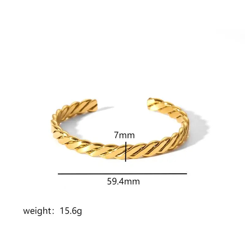 Larry - 18k Gold Plated Geometric Stainless Steel Bangle For Women