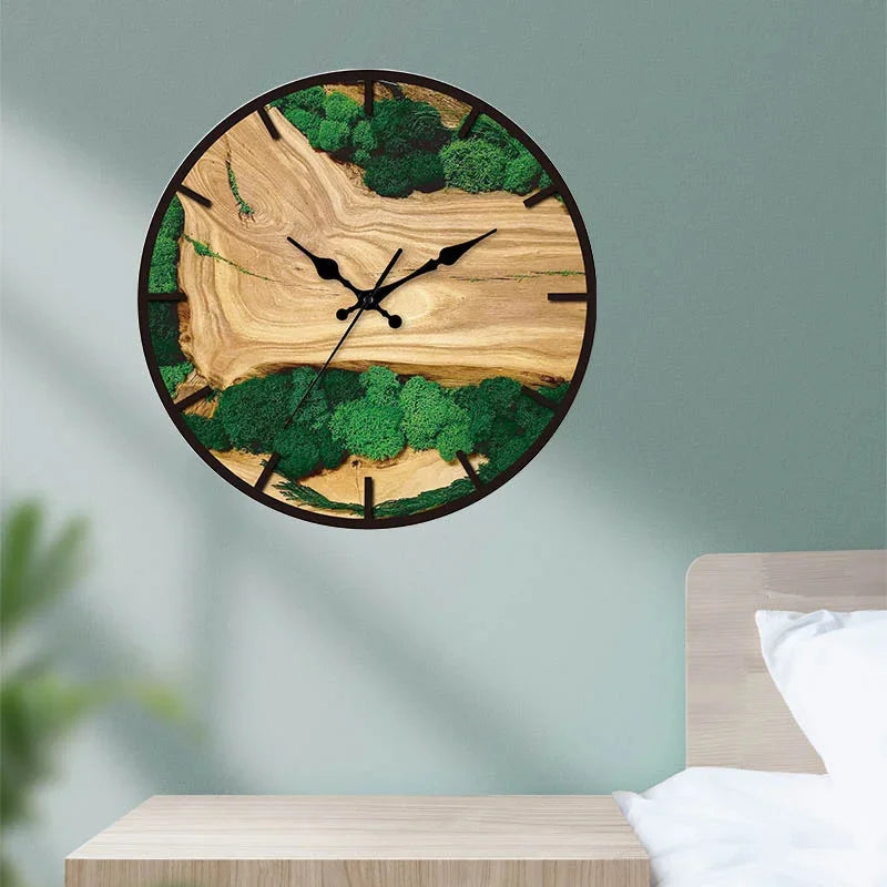 Simple Transparent Wall Clock - Acrylic Wood Grain Design