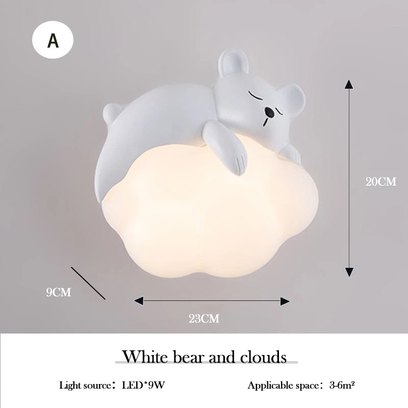 LumaBuddies - Bear & Rabbit Cloud Wall Lamp for Kids' Rooms