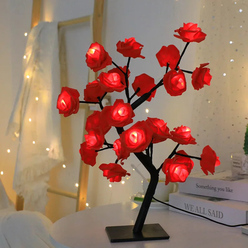 RoseGlow - 24 LED Red Rose Tree Lamp