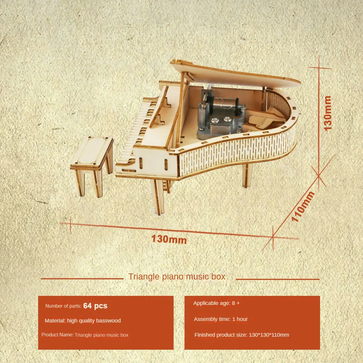 Harmonia - Wooden Hand-Crank Music Box Puzzle