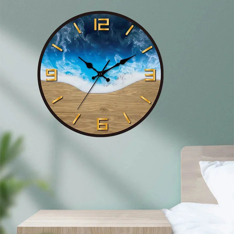 Simple Transparent Wall Clock - Acrylic Wood Grain Design