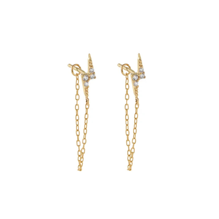 TIANDE - Zircon Tassel Chain Dangle Earrings