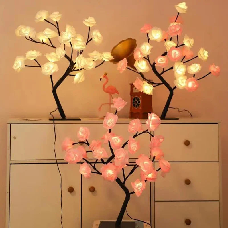 RoseGlow - 24 LED Red Rose Tree Lamp