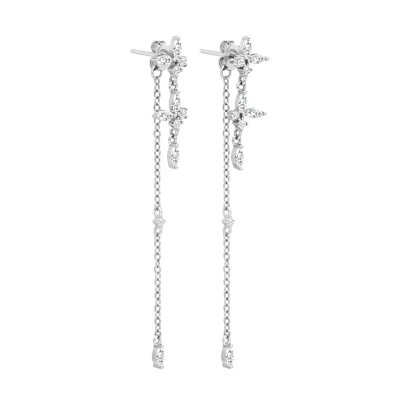 TIANDE - Zircon Tassel Chain Dangle Earrings