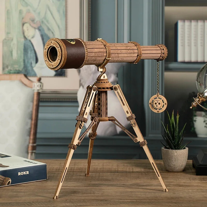 OptiWood - 3D Wooden Monocular Telescope Puzzle Game