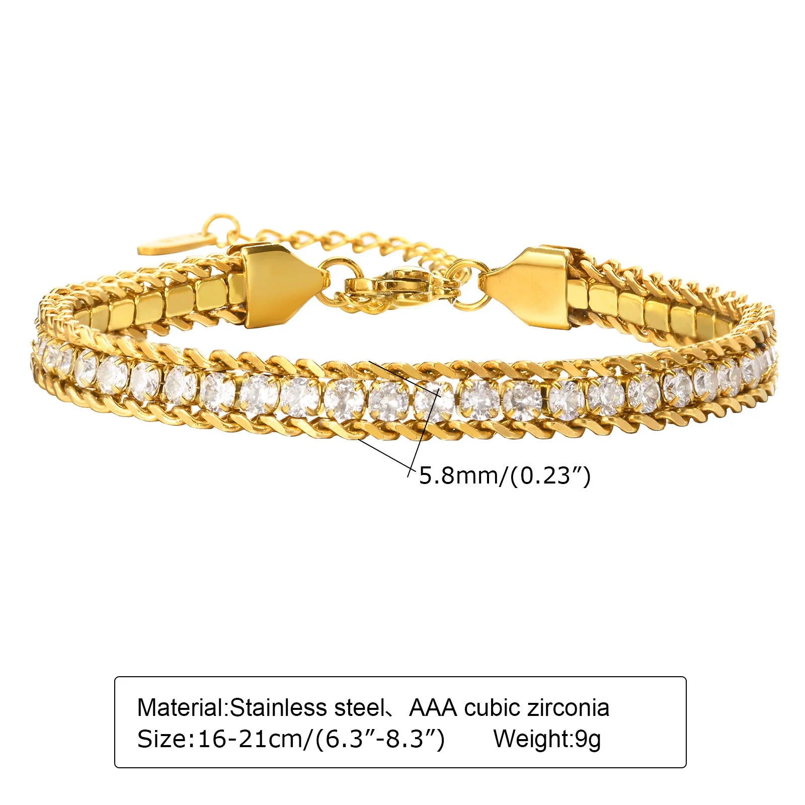 Kyle - Women 18K Gold Plated Stainless Steel Adjustable Chain Bracelet