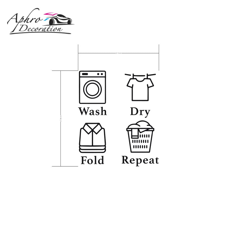 Wash Dry Fold Repeat" Vinyl Wall Decals – Laundry Room Quote Stickers