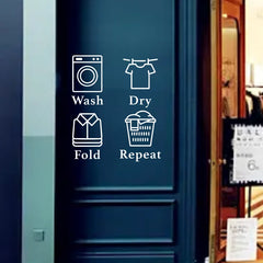 Wash Dry Fold Repeat" Vinyl Wall Decals – Laundry Room Quote Stickers