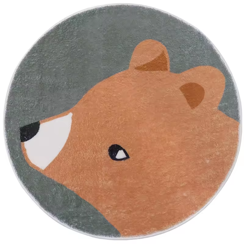 Cute Cartoon Round Rugs – Plush Baby Crawling Mat for Children’s Room