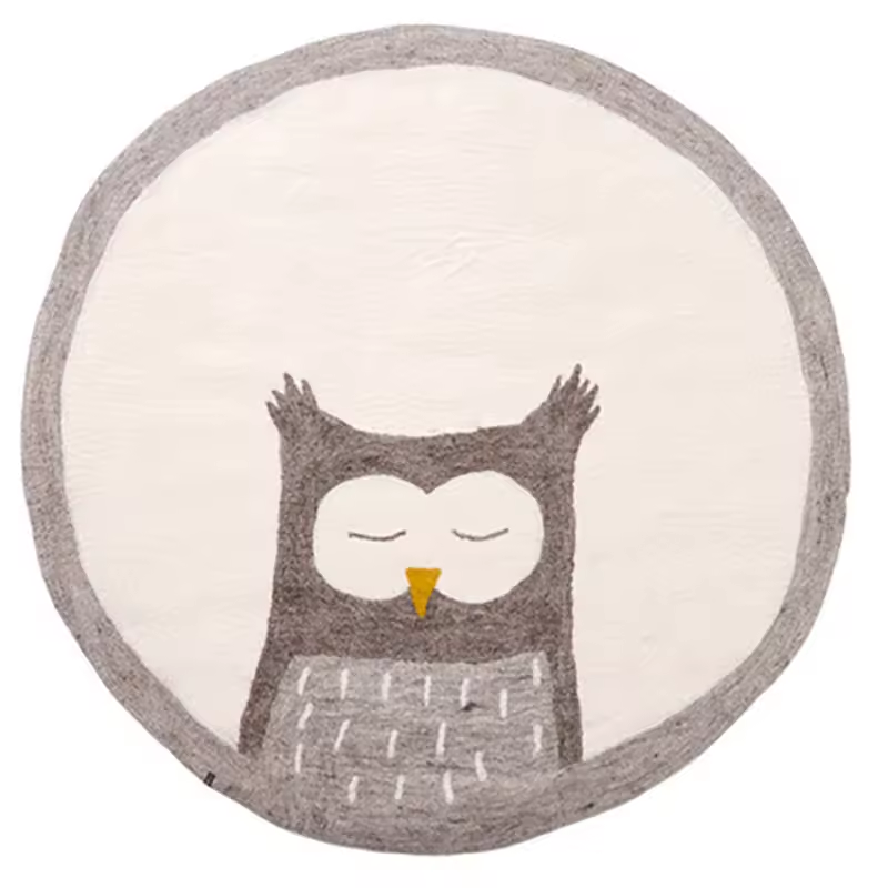 Cute Cartoon Round Rugs – Plush Baby Crawling Mat for Children’s Room