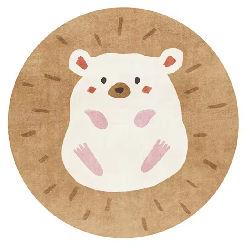 Cute Cartoon Round Rugs – Plush Baby Crawling Mat for Children’s Room